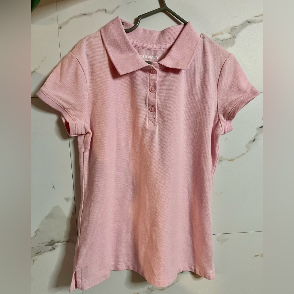 Old Navy Pink Kids Polo Classic Collared Short Sleeve Tee Girls Size 8